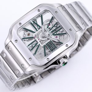 TW Premier Release: Crafting the Ultimate 1:1 Top-Tier Replica ⚠️ Cartier Santos Skeleton Series Specifications Mirror Authentic Model Case Diameter: 39.8mm Movement:Swiss Ronda 4S20 modified mechanical movement Case Thickness: 9.08mm Dial Color: Skeleton Dial Shape: Square SKU: Black   Silver Silver Bezel   Silver Rose Bezel   Silver Gold Bezel Strap Color: Black Blue (Imported Calfskin)  Clasp Type: Double-Fold Clasp  Case Back: See-Through  Crystal: Sapphire Crystal  Hands: Blue Burnished Steel Blue Hands  Black Version Luminous: Imported Green Luminous  Crown: Gem-Set Crown  Box